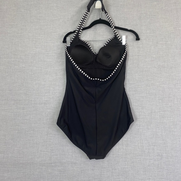 Catalina One Piece Bathing Suit Womens XL 16-18 Halter Tie Neck V-Neck Foam Cups - Picture 2 of 9
